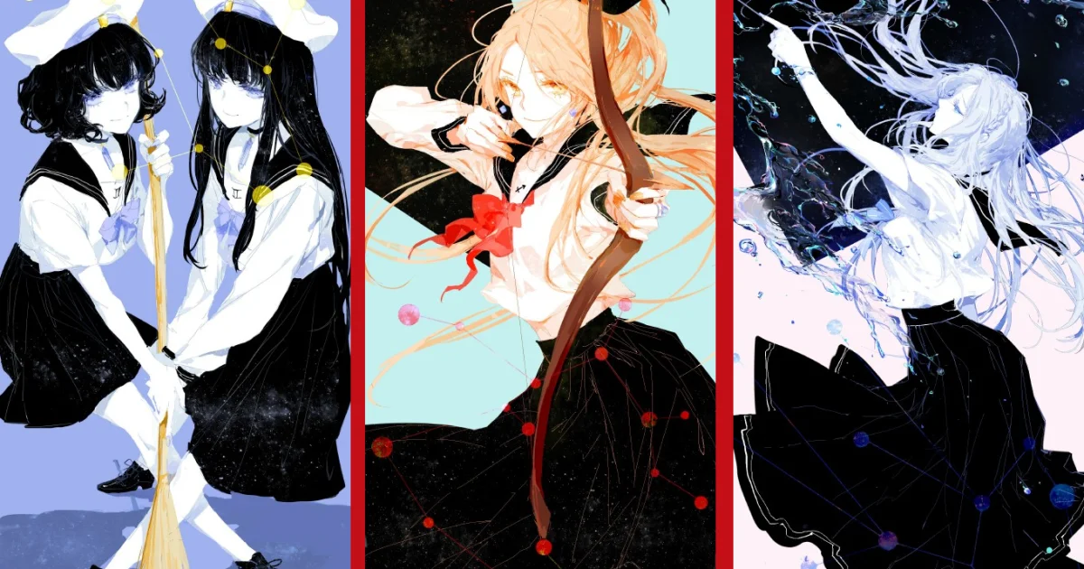 Artist reimagines the Zodiac signs as anime-style schoolgirls in gorgeous illustration series