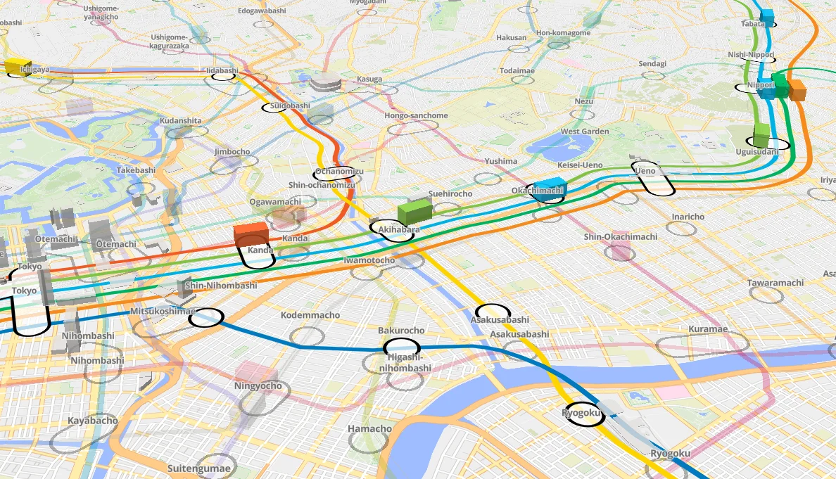 Tokyo transport map in real time