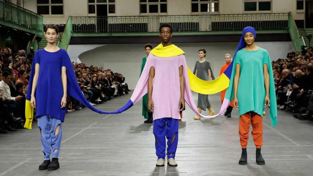 Satoshi Kondo dresses models in floaty bodysuits for Issey Miyake