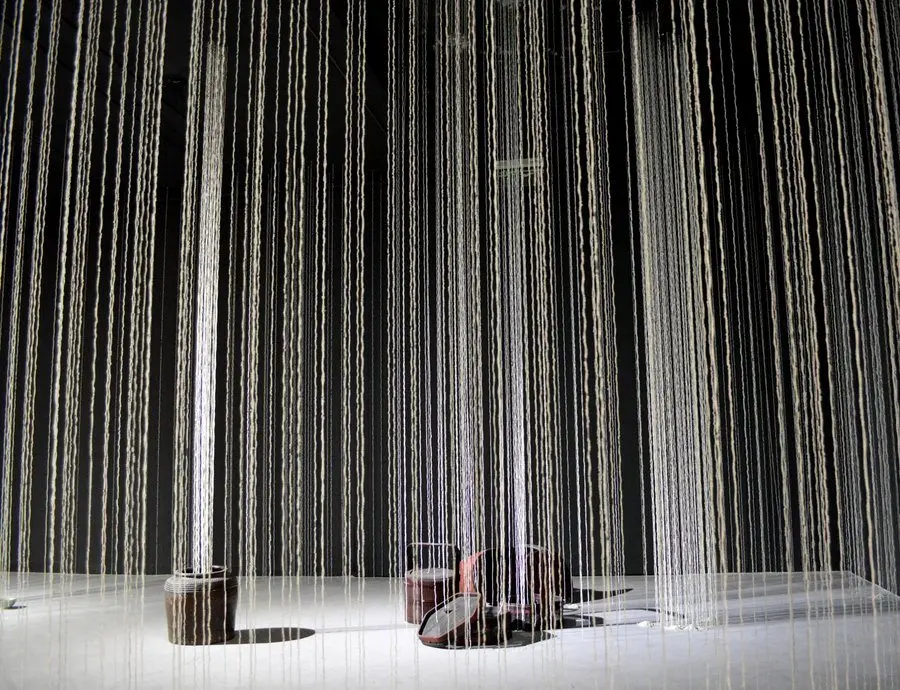 An Installation of 4200 Strings of Rice Grains by Sayaka Ishizuka